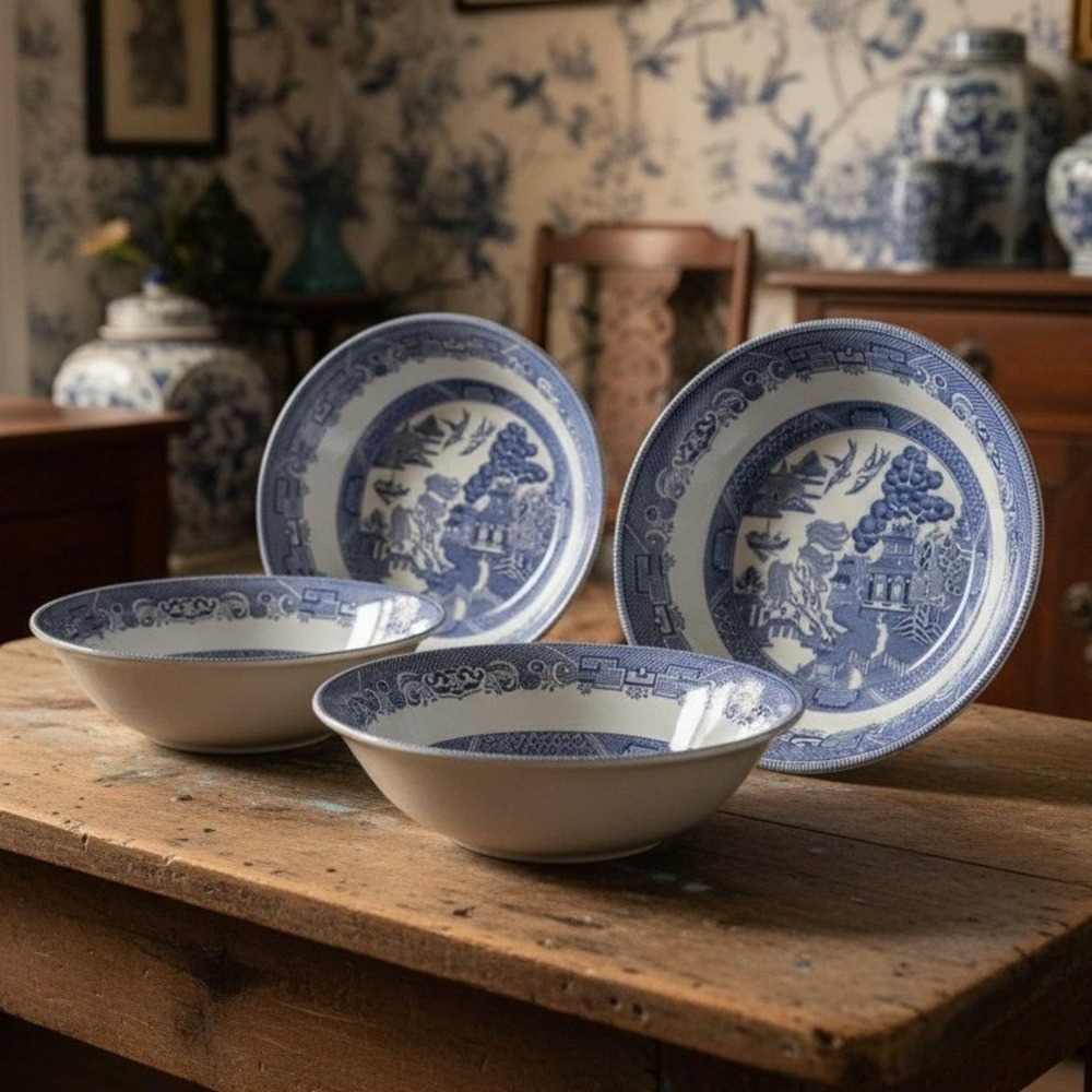Johnson Bros Blue Willow Cereal/Soup Bowls England *